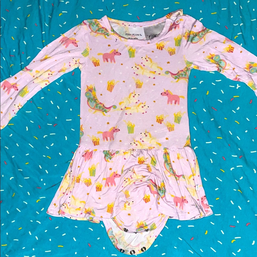 Posh Peanut Parisian Sleigh glitterville bodysuit twirl 18-24